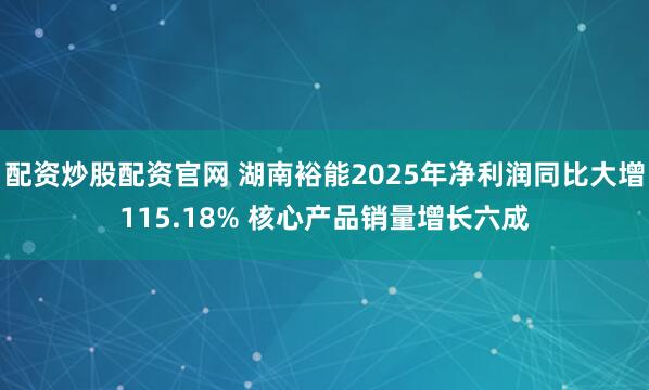 配资炒股配资官网 湖南裕能2025年净利润同比大增115.18% 核心产品销量增长六成